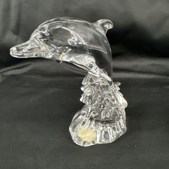 Dolphin Sculpture Wonders of the Wild in Waves Germany 24% Lead Cristal Au Plomb - Picture 6 of 9
